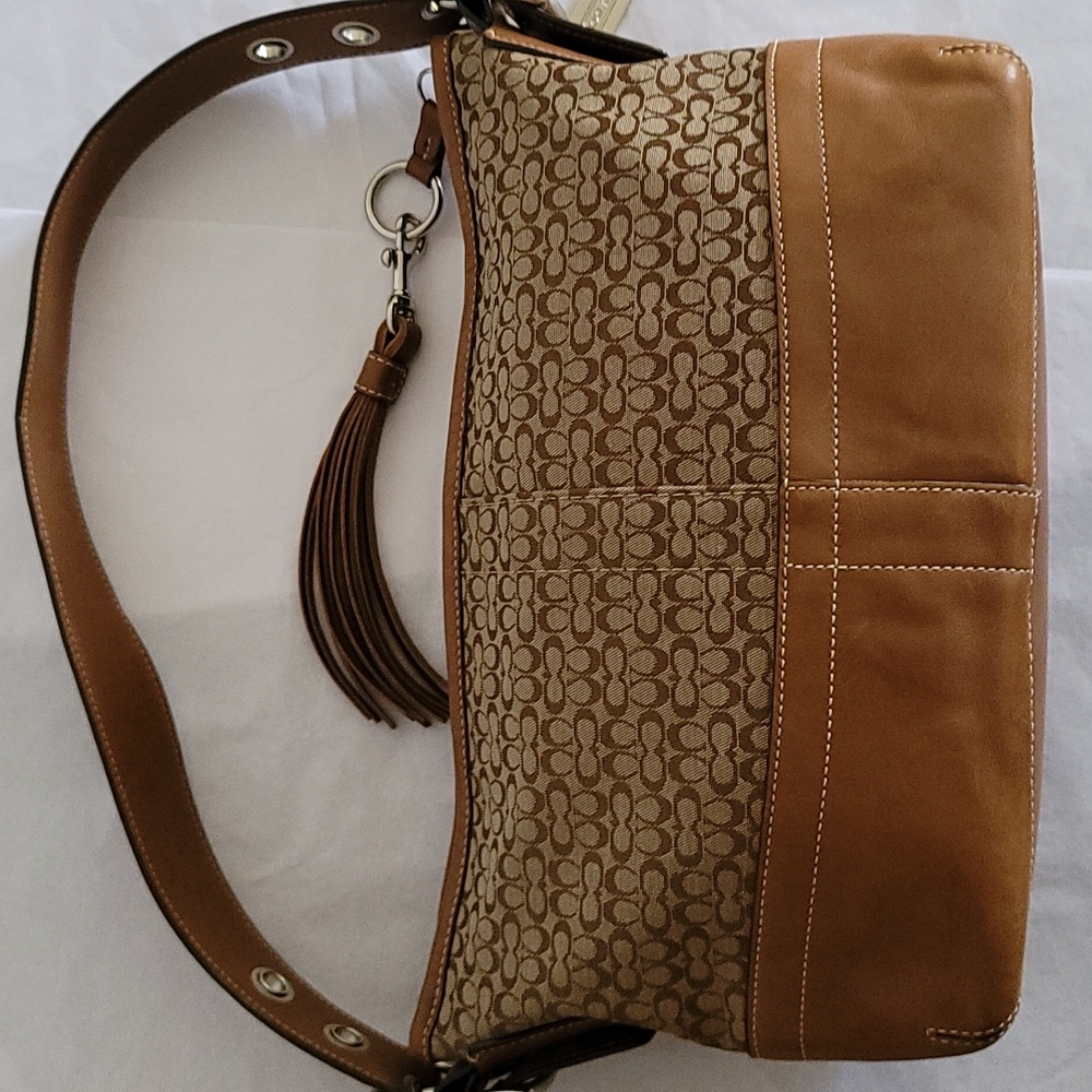 Coach Signature Jacquard and Leather Hobo - Picture 5 of 14